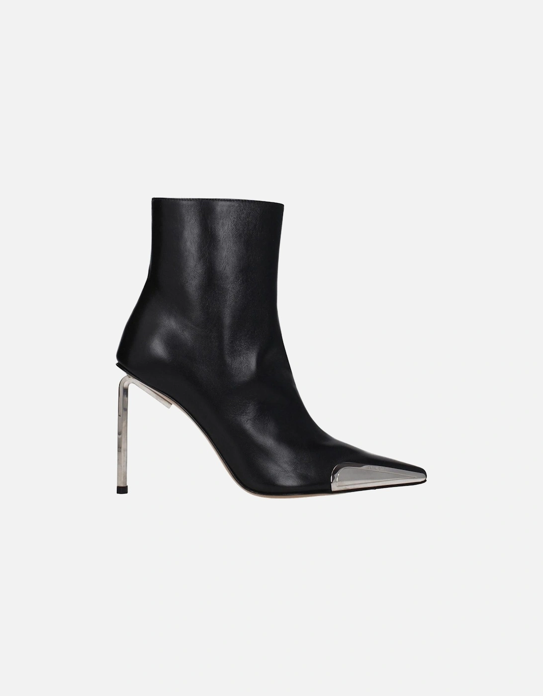 High Heel Pointy Toe Leather Ankle Boots Women - Black, 6 of 5