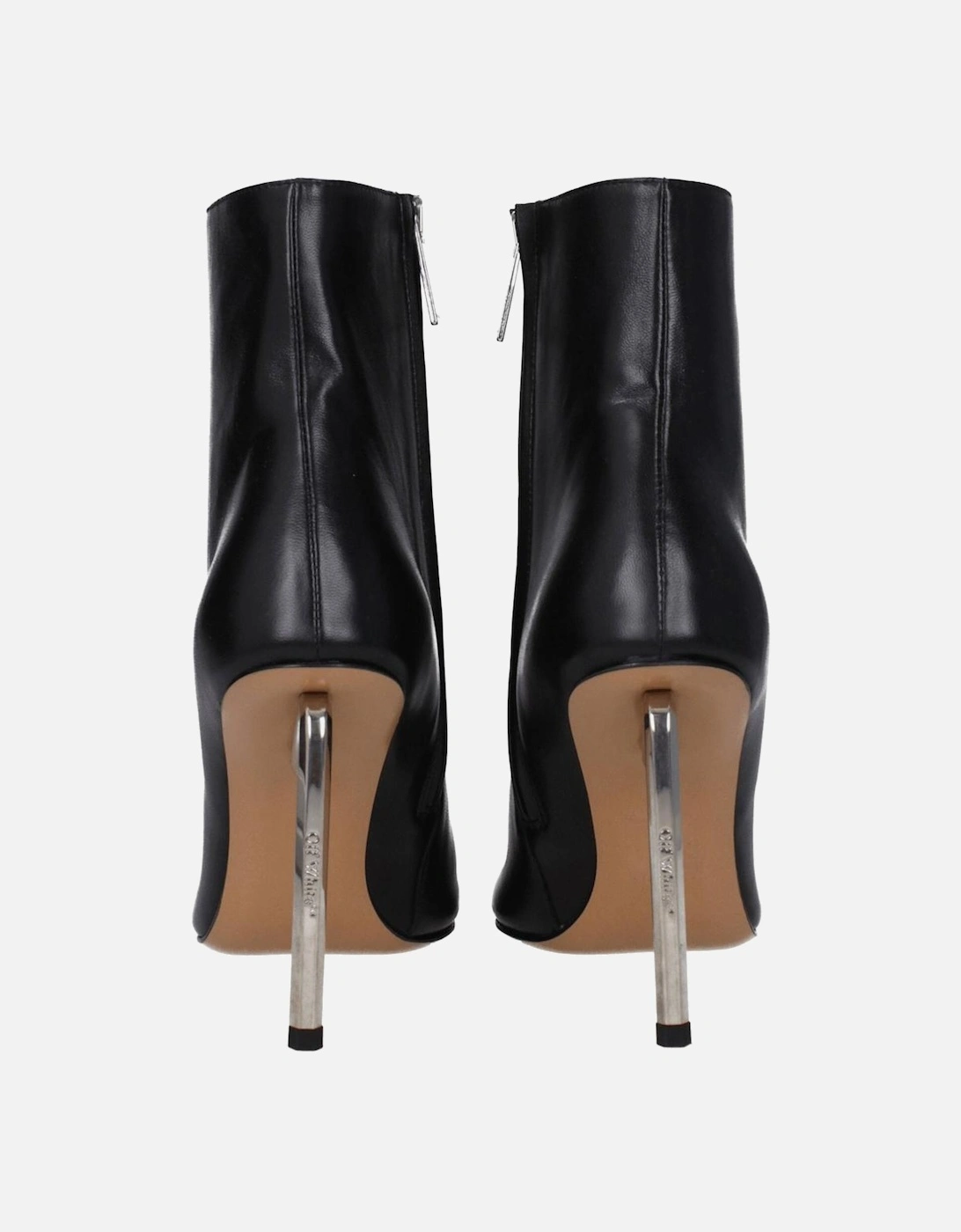 High Heel Pointy Toe Leather Ankle Boots Women - Black