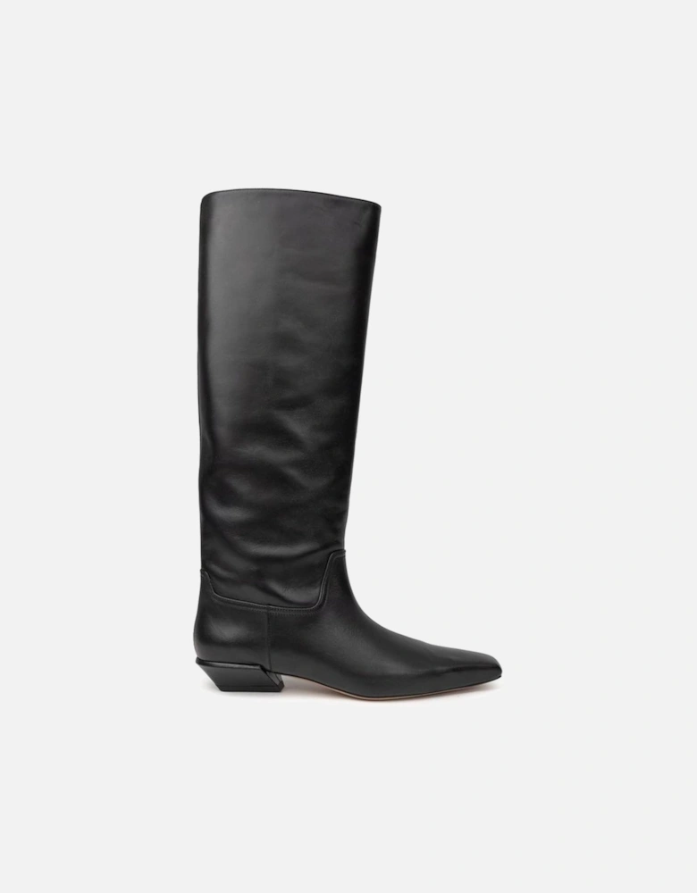 Bettina Low Leather Square Toe Boots Women - Black