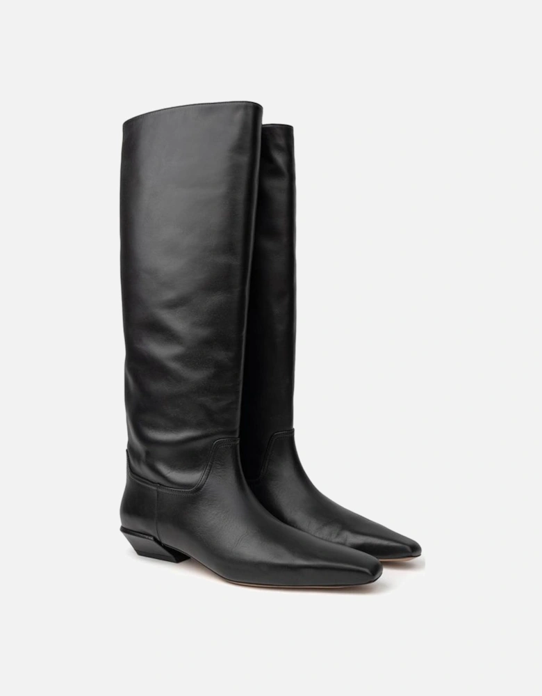 Bettina Low Leather Square Toe Boots Women - Black