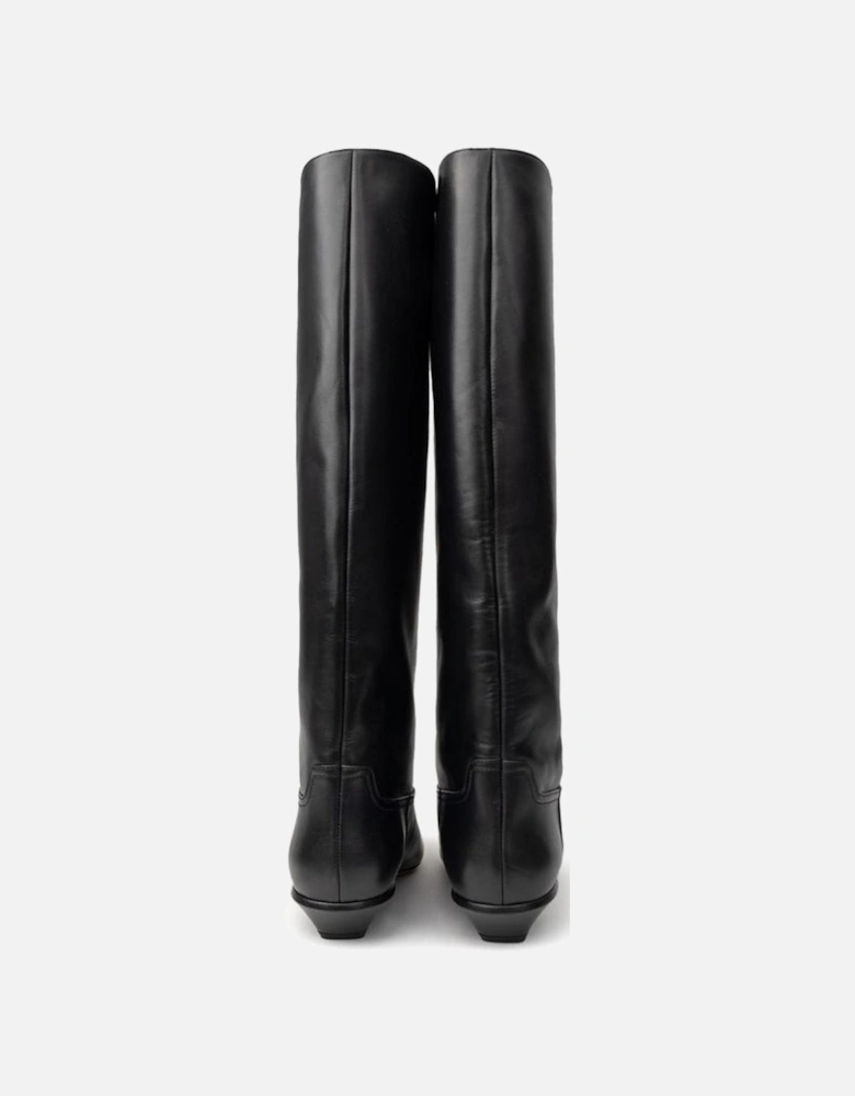 Bettina Low Leather Square Toe Boots Women - Black