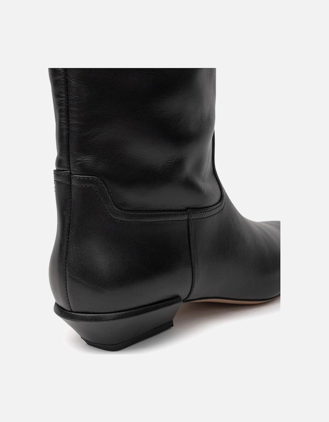 Bettina Low Leather Square Toe Boots Women - Black
