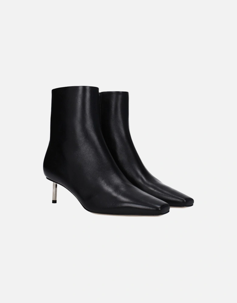 Leather Ankle Boots with Zip Closure Women - Black
