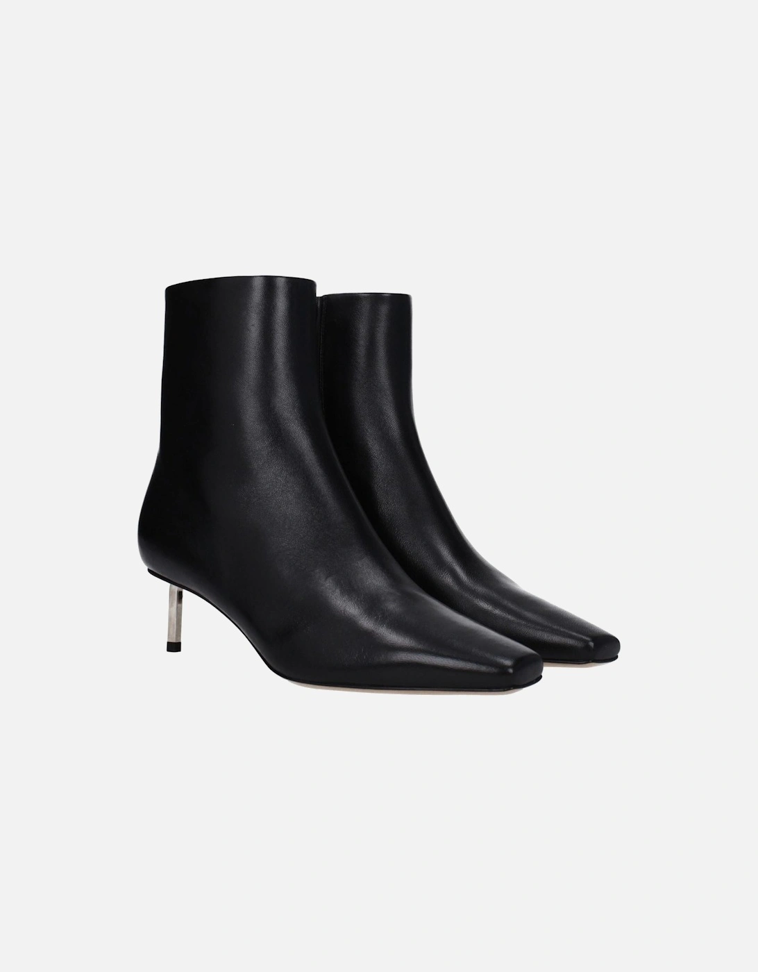 Leather Ankle Boots with Zip Closure Women - Black