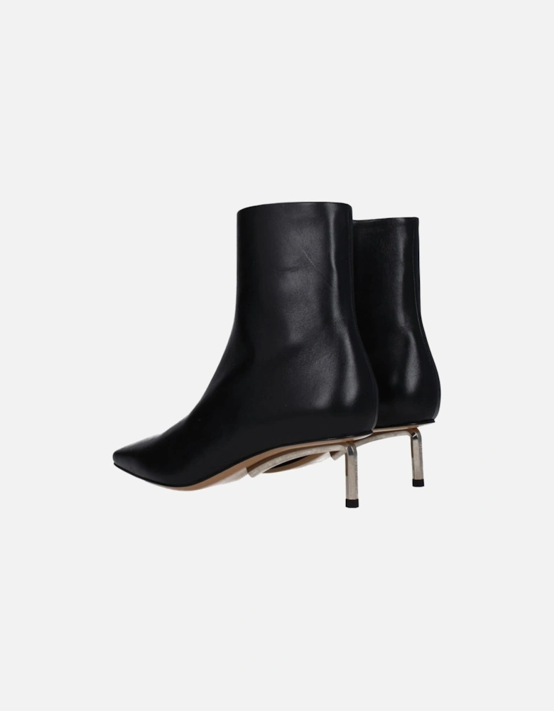 Leather Ankle Boots with Zip Closure Women - Black