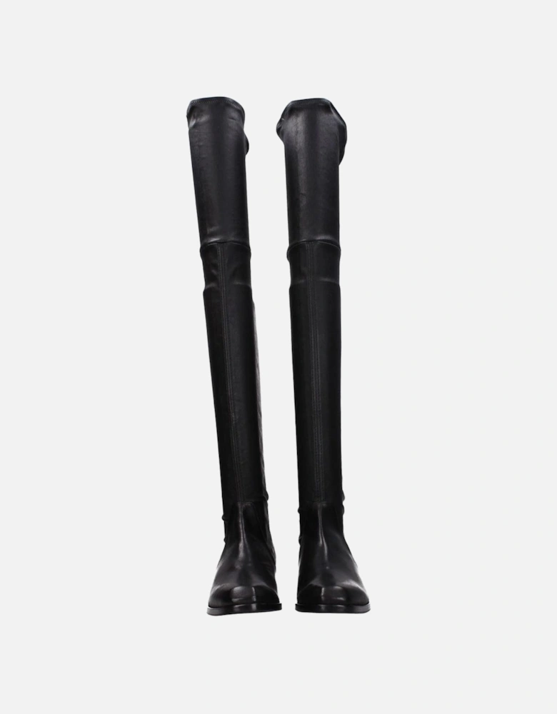 Eco Leather Square Toe Low Heel Boots Women - Black