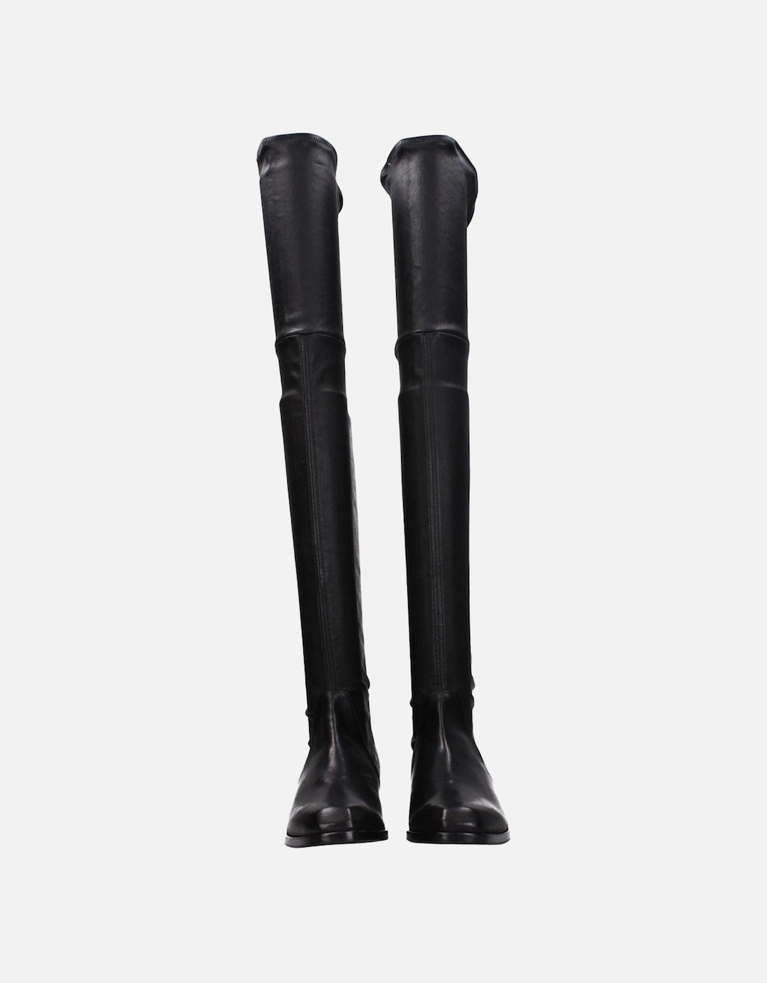 Eco Leather Square Toe Low Heel Boots Women - Black