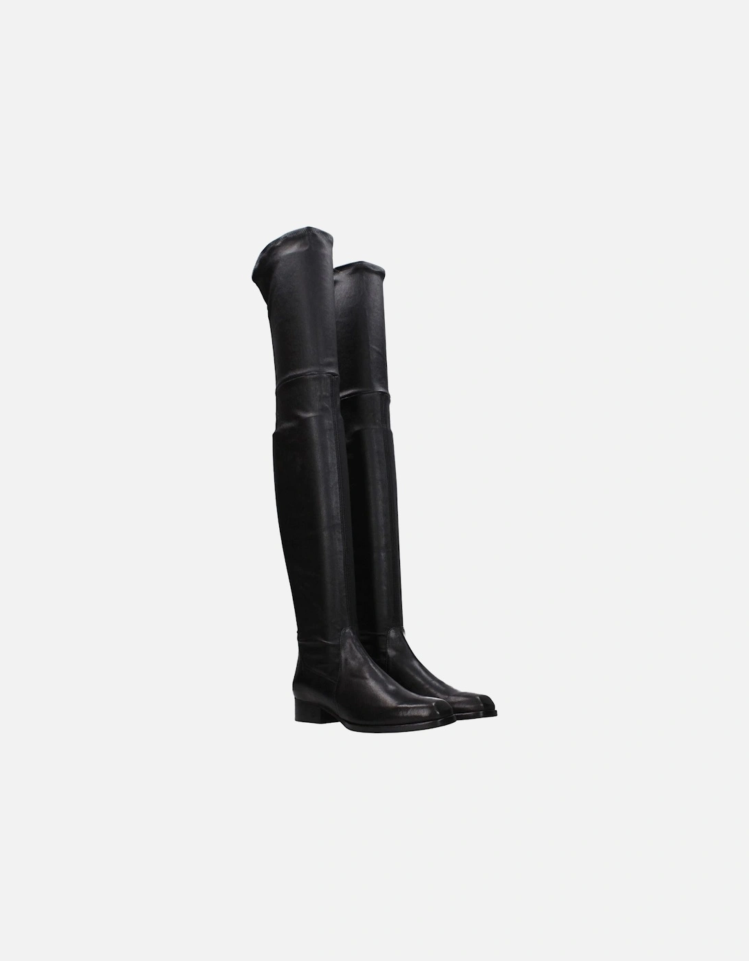 Eco Leather Square Toe Low Heel Boots Women - Black
