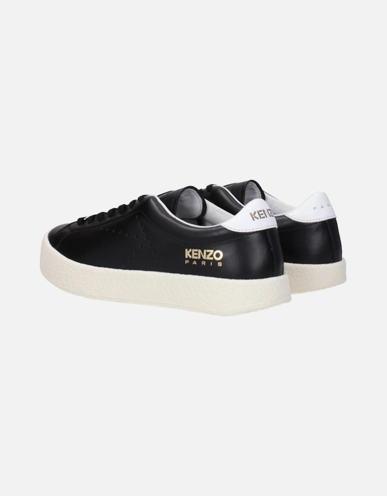 Leather Sneakers with Multiple Logos and Rubber Sole Women - Black