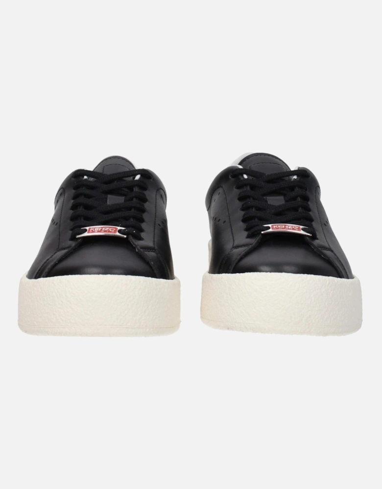 Leather Sneakers with Multiple Logos and Rubber Sole Women - Black
