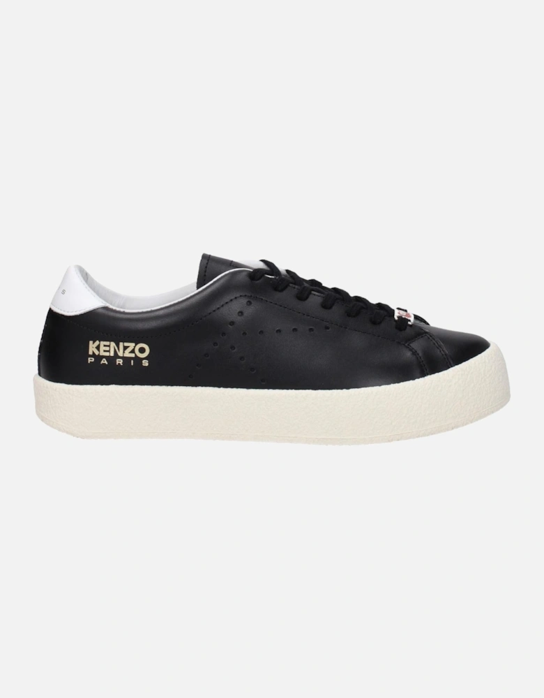 Leather Sneakers with Multiple Logos and Rubber Sole Women - Black