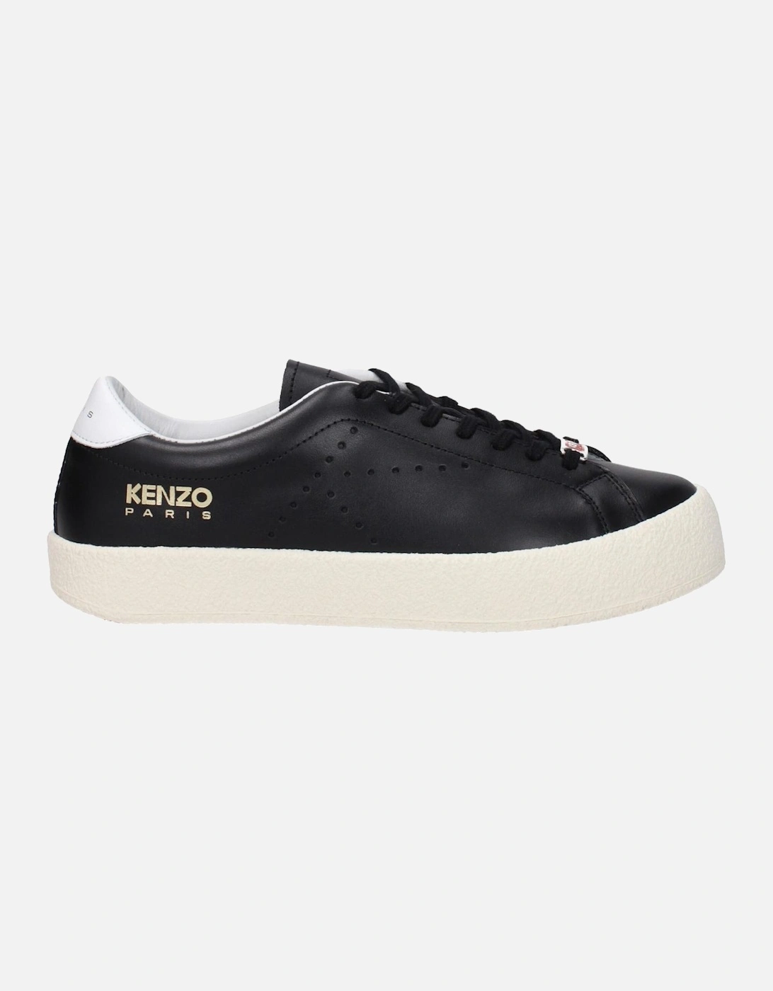 Leather Sneakers with Multiple Logos and Rubber Sole Women - Black, 6 of 5