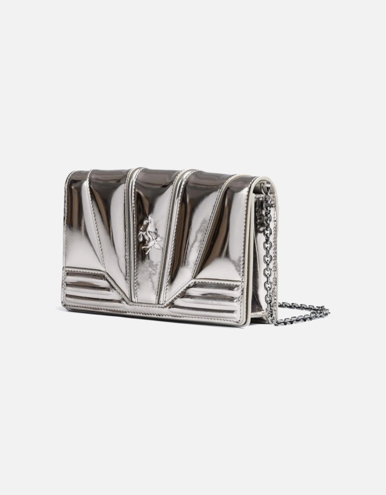 Patent Leather Bag with Chain and Card Compartments Women - Metal