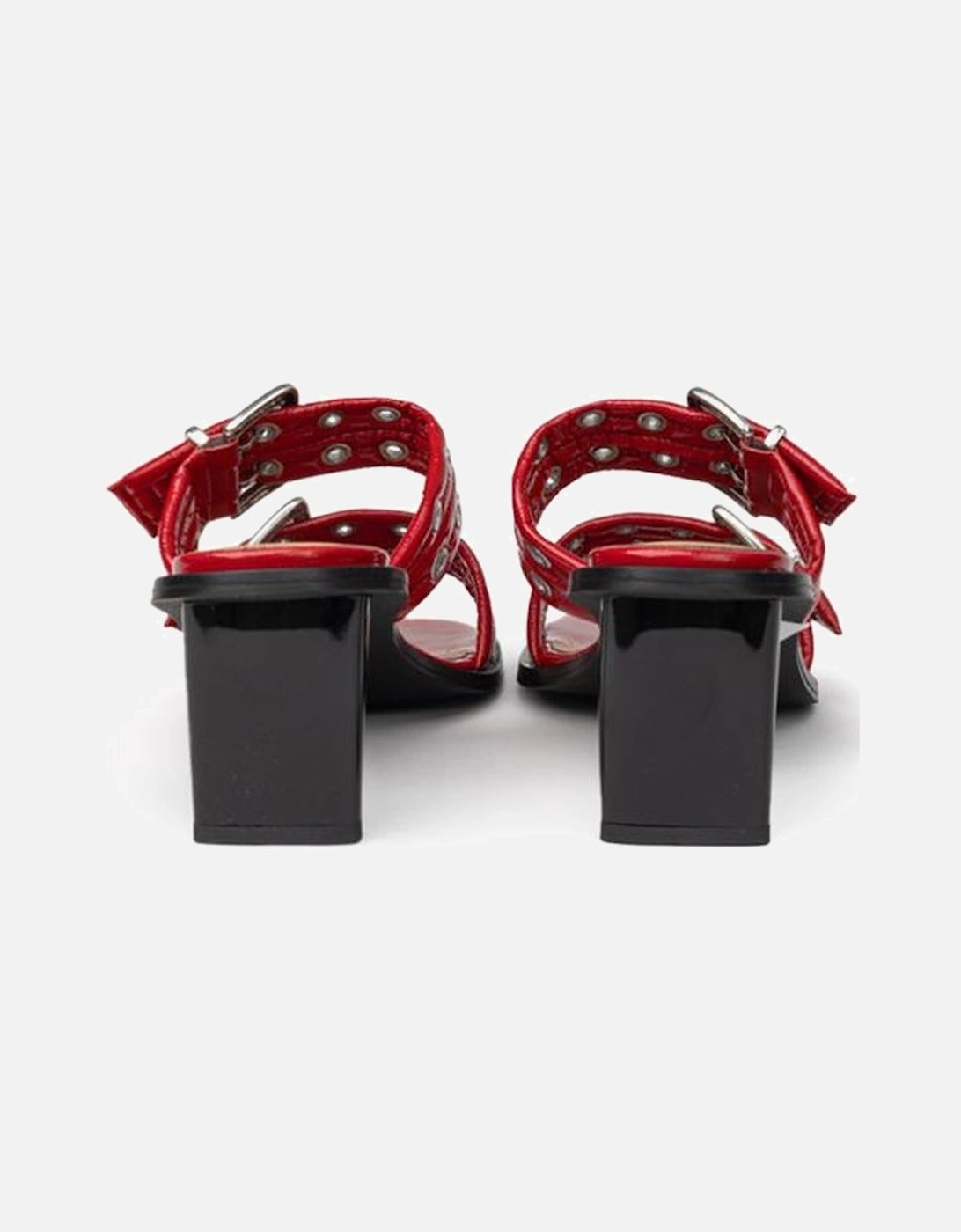 Two-Band Mules with Perforated Studs Women - Red Sandals