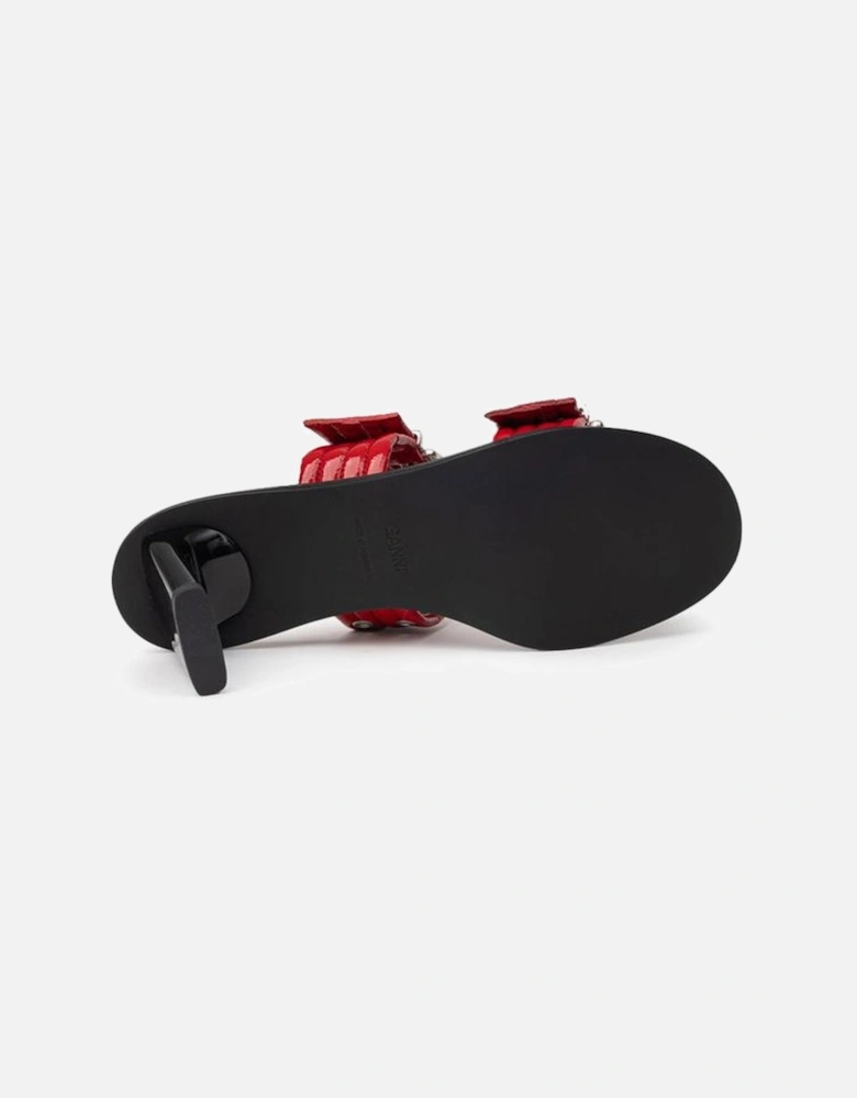 Two-Band Mules with Perforated Studs Women - Red Sandals