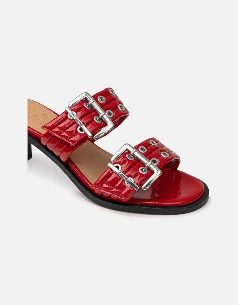Two-Band Mules with Perforated Studs Women - Red Sandals