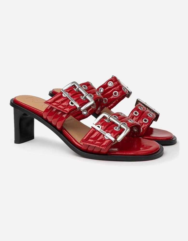 Two-Band Mules with Perforated Studs Women - Red Sandals