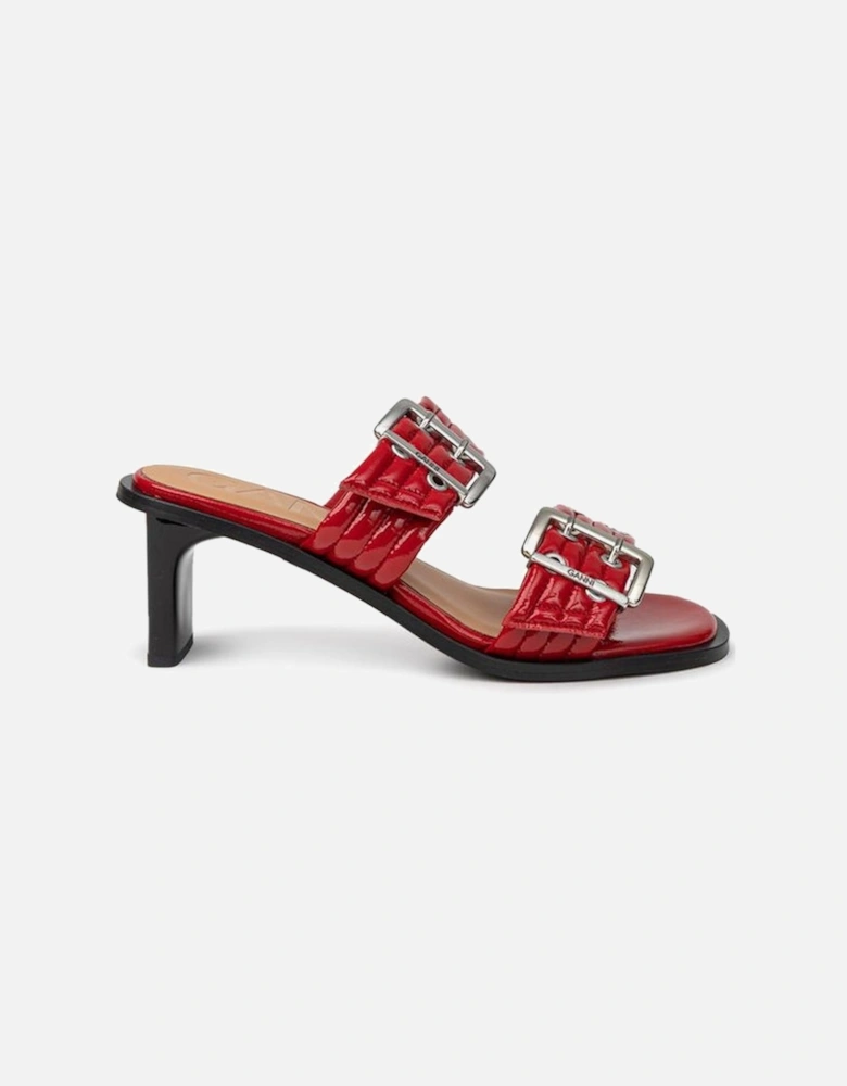 Two-Band Mules with Perforated Studs Women - Red Sandals