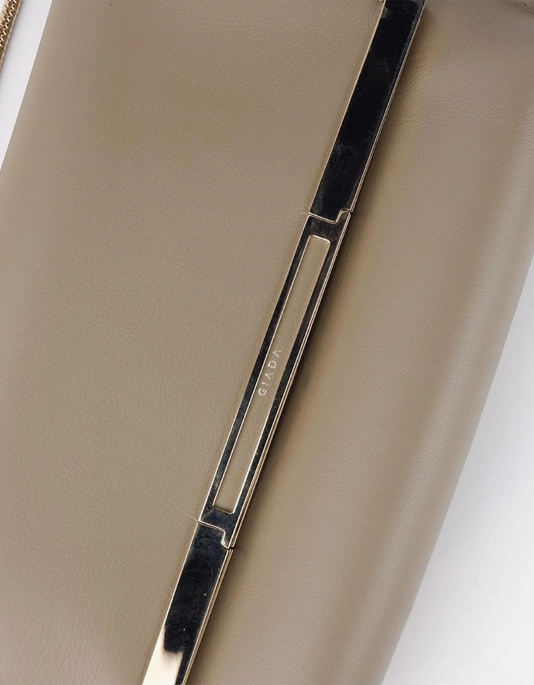 Magnetic Closure Clutch Bag with Chain Strap Women - Beige Crossbody