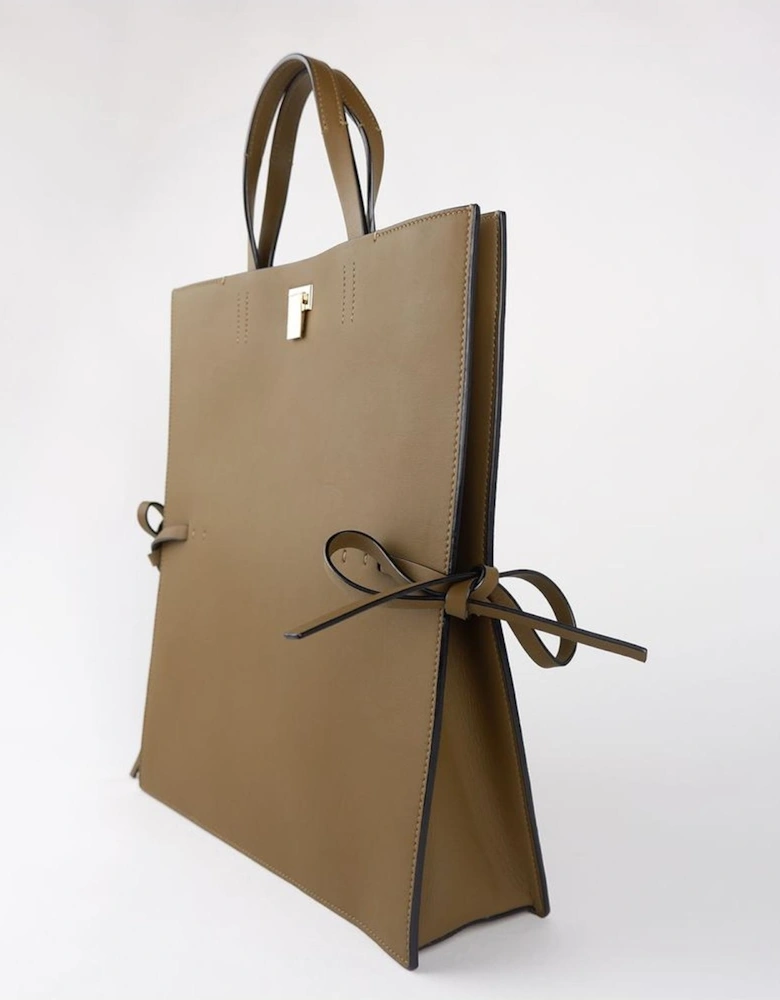 Calfskin Leather Messenger Bag with Metal Clip Women - Brown Handbags