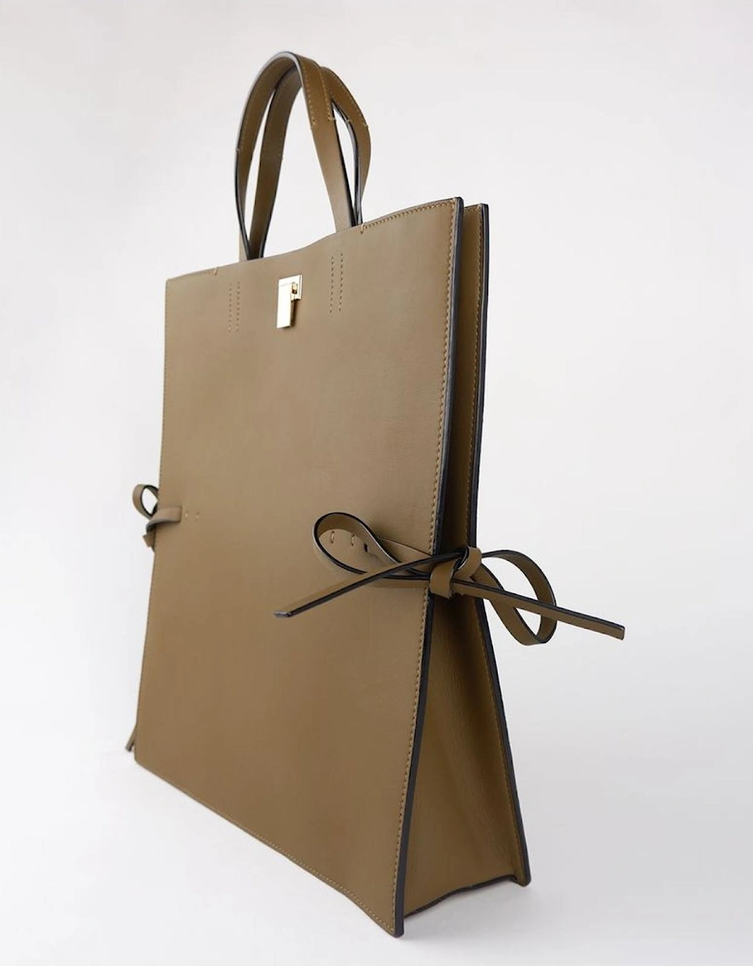 Calfskin Leather Messenger Bag with Metal Clip Women - Brown Handbags
