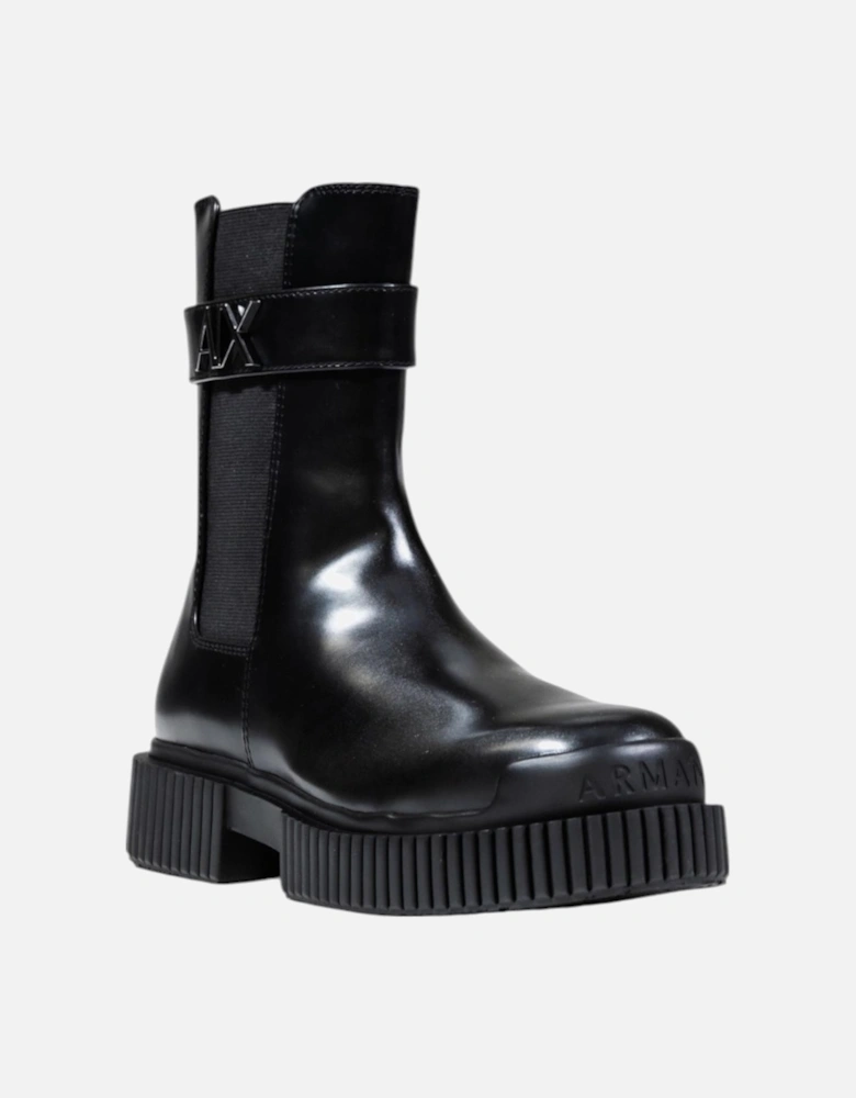 Round Toe Polyester Boots Women - Black