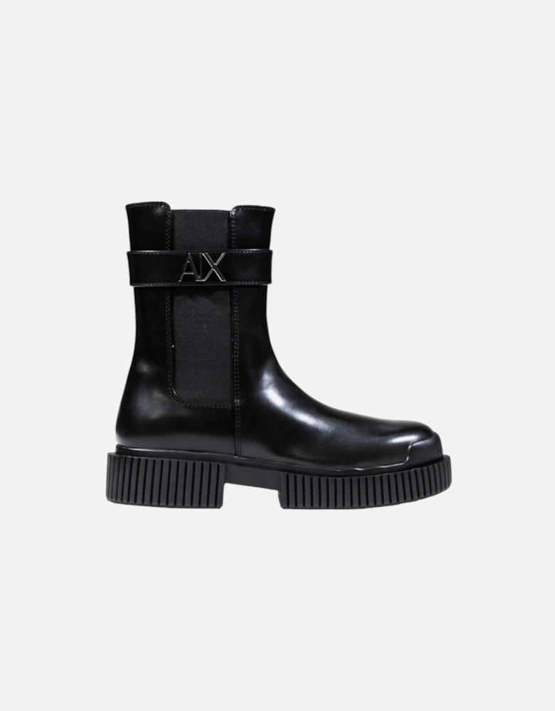 Round Toe Polyester Boots Women - Black
