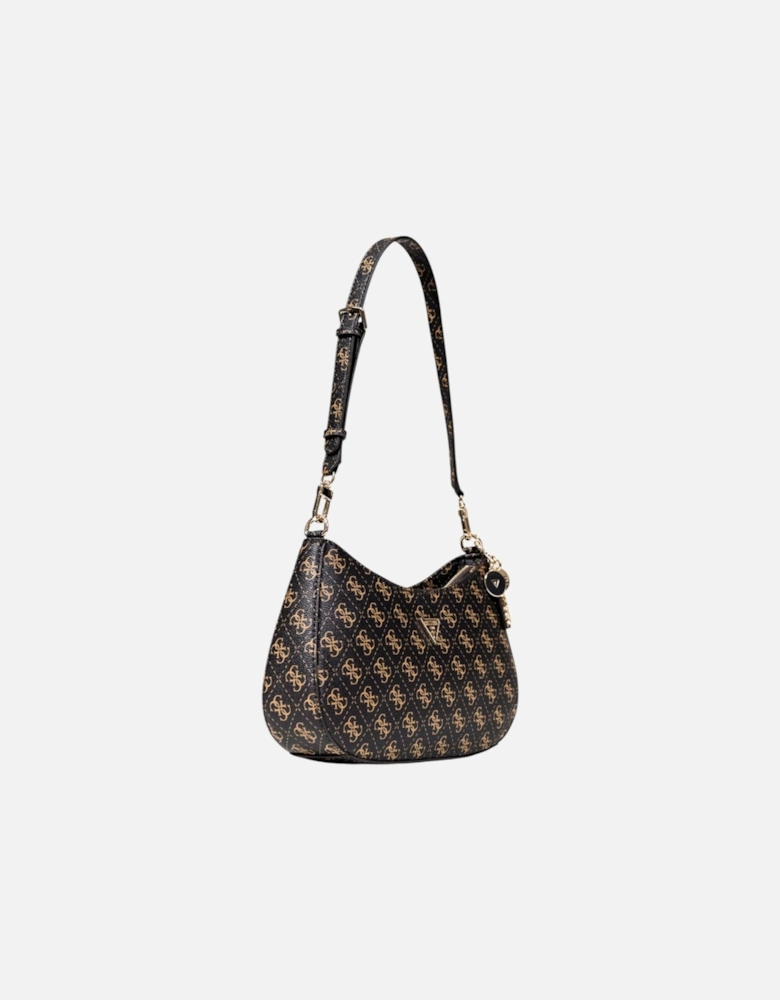 Print Handbag with Zip and Multiple Pockets Women - Brown Bags
