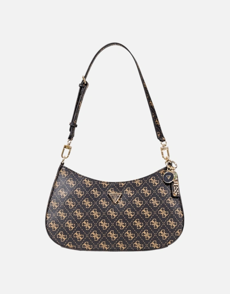Print Handbag with Zip and Multiple Pockets Women - Brown Bags