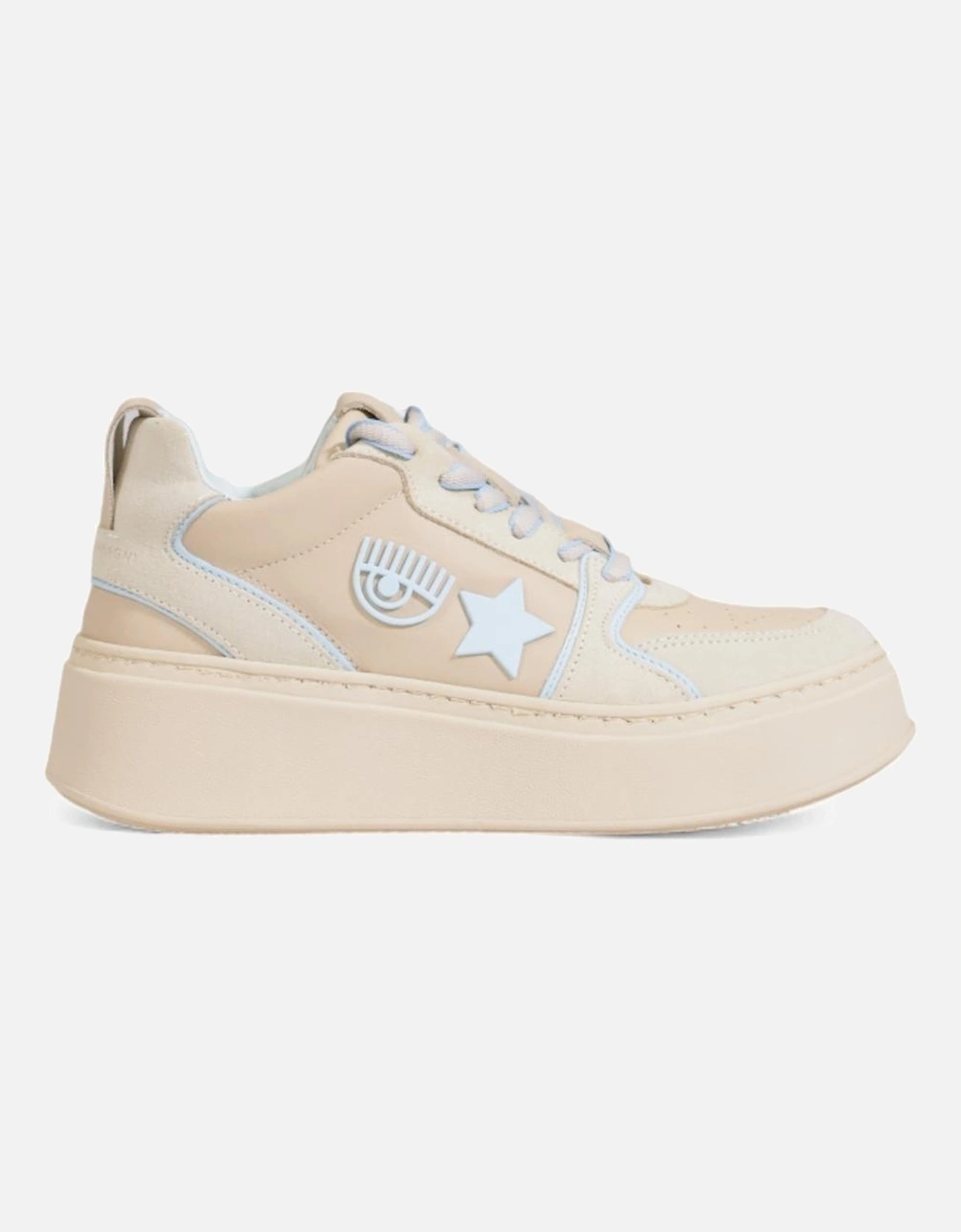 Slip-On Lace-Up Sneakers with Leather and Fabric Women - Beige, 3 of 2