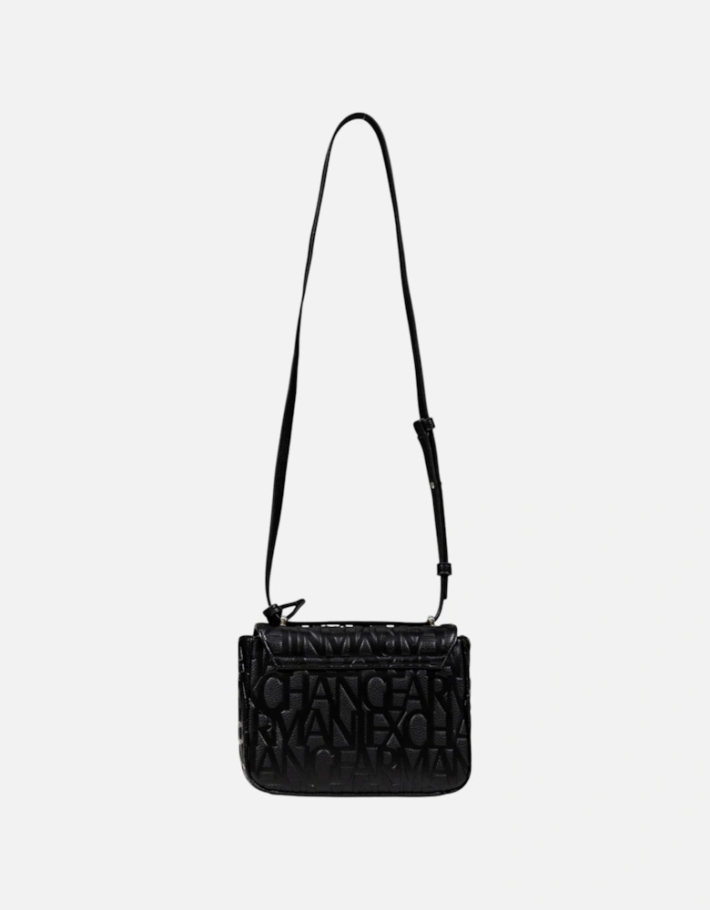 Automatic Button Shoulder Bag with Inside Pockets Women - Black