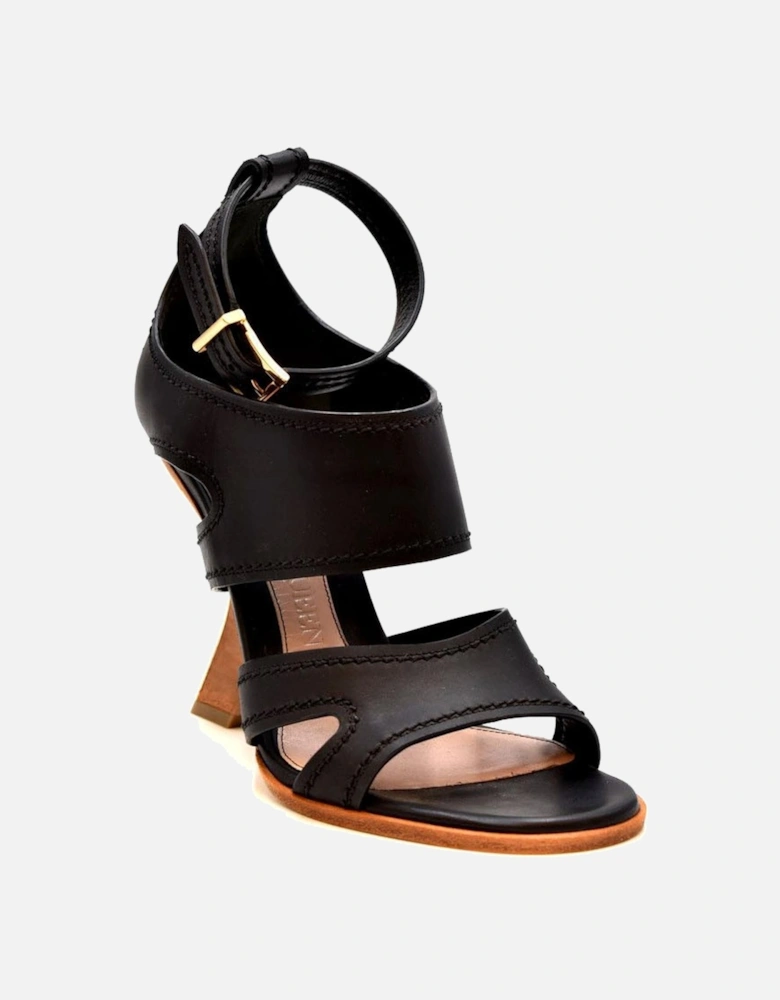 Leather Buckle Sandals with Bow Detailing Women - Black