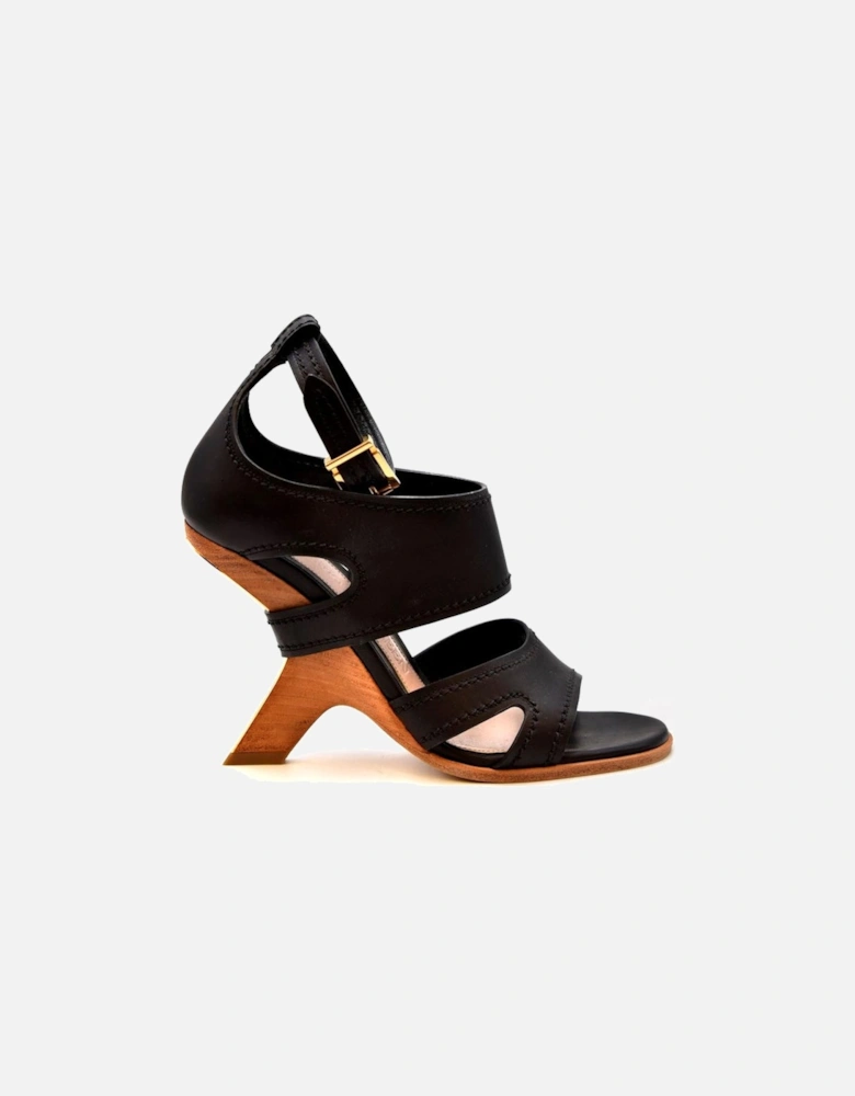 Leather Buckle Sandals with Bow Detailing Women - Black