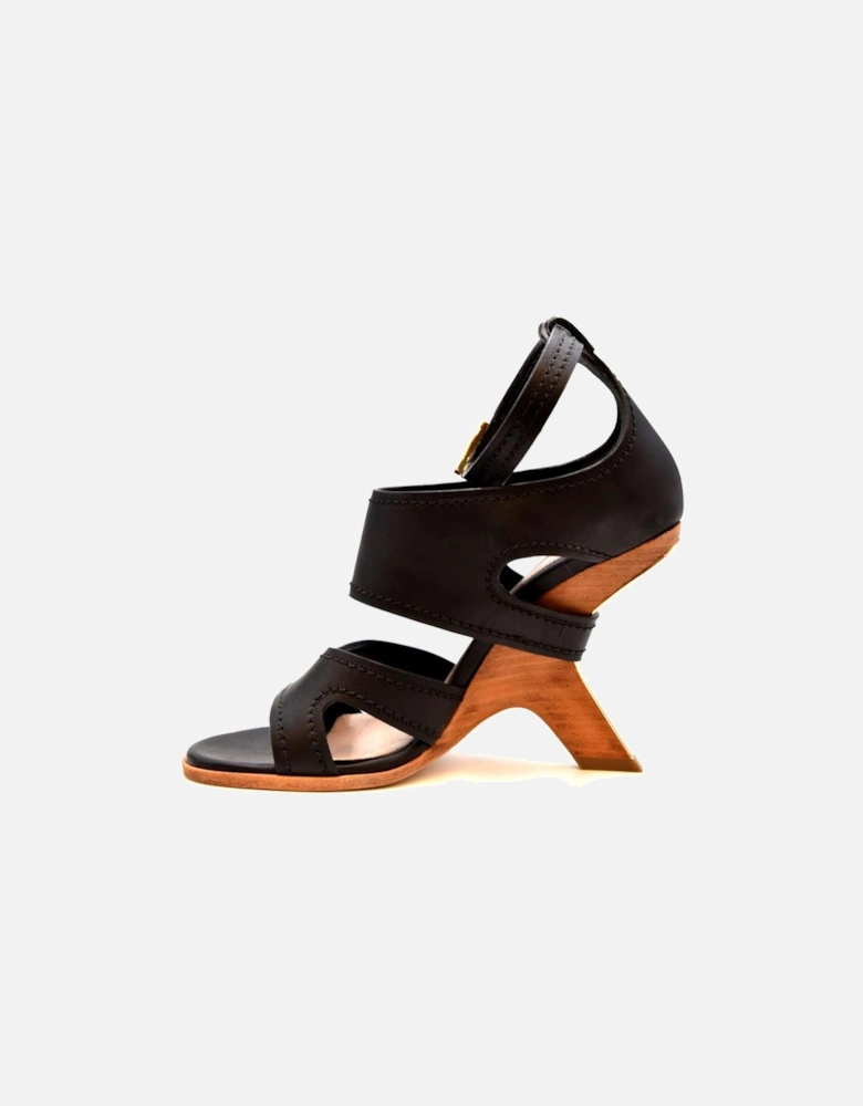 Leather Buckle Sandals with Bow Detailing Women - Black