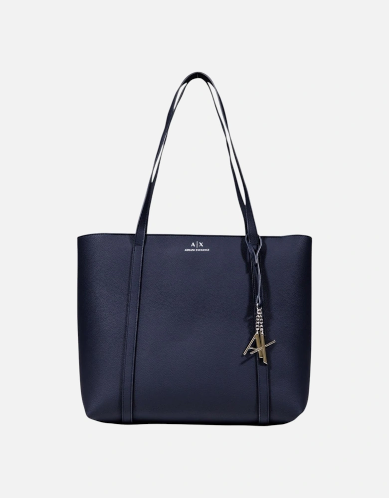 Button Fastening Bag with Inside Pockets Women - Blue