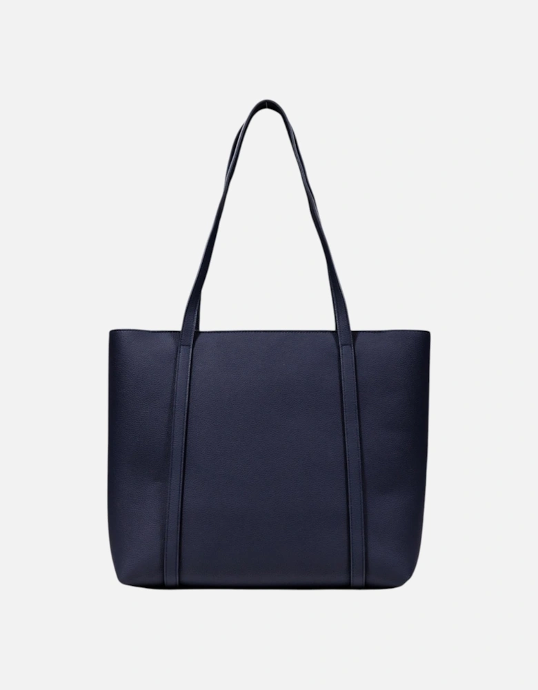 Button Fastening Bag with Inside Pockets Women - Blue