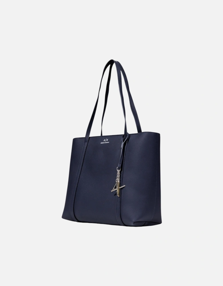 Button Fastening Bag with Inside Pockets Women - Blue