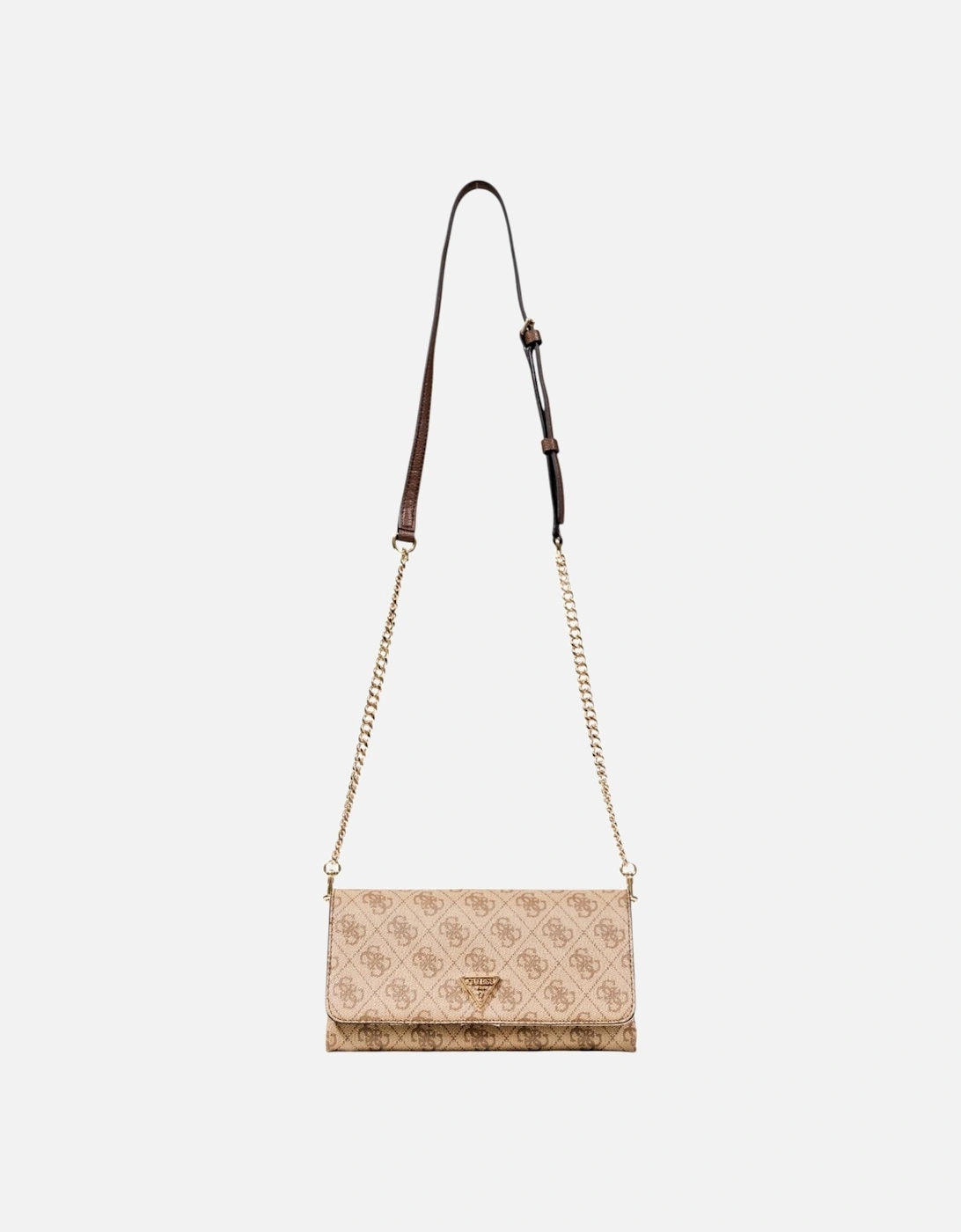 Printed Shoulder Bag with Automatic Button Fastening Women - Beige