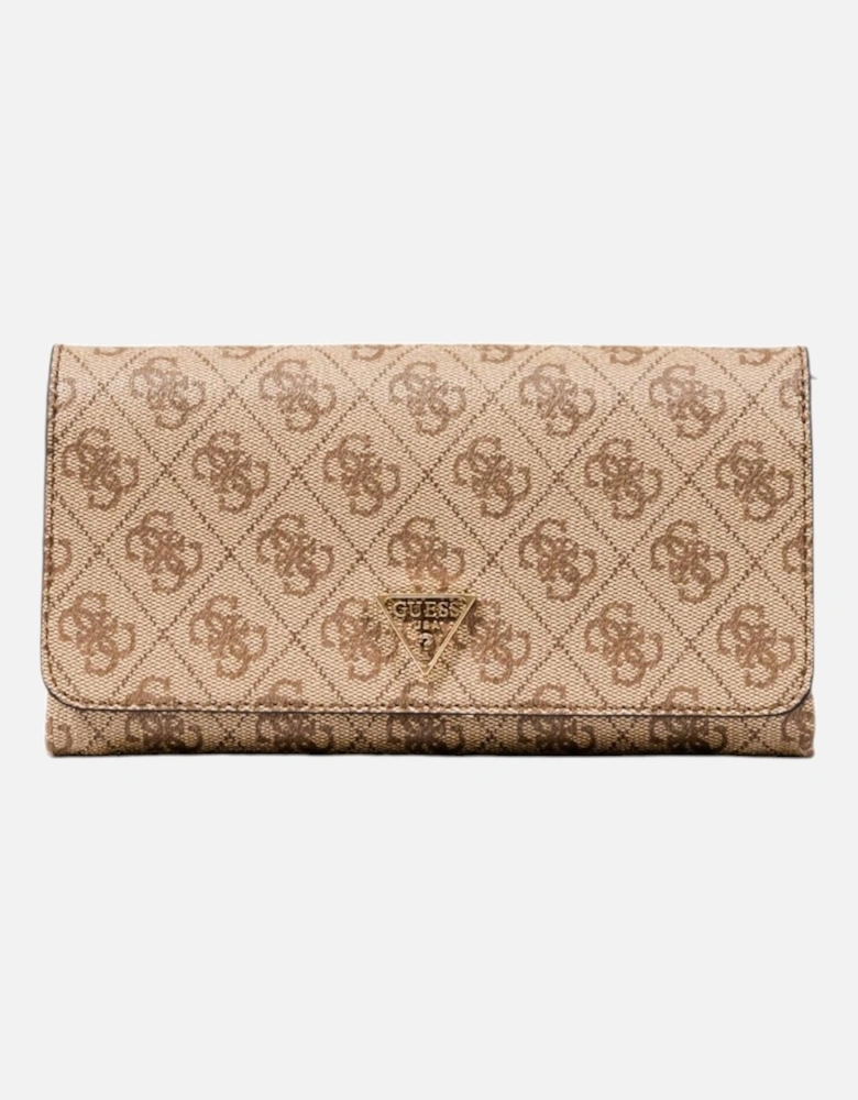 Printed Shoulder Bag with Automatic Button Fastening Women - Beige