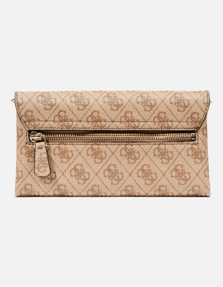 Printed Shoulder Bag with Automatic Button Fastening Women - Beige