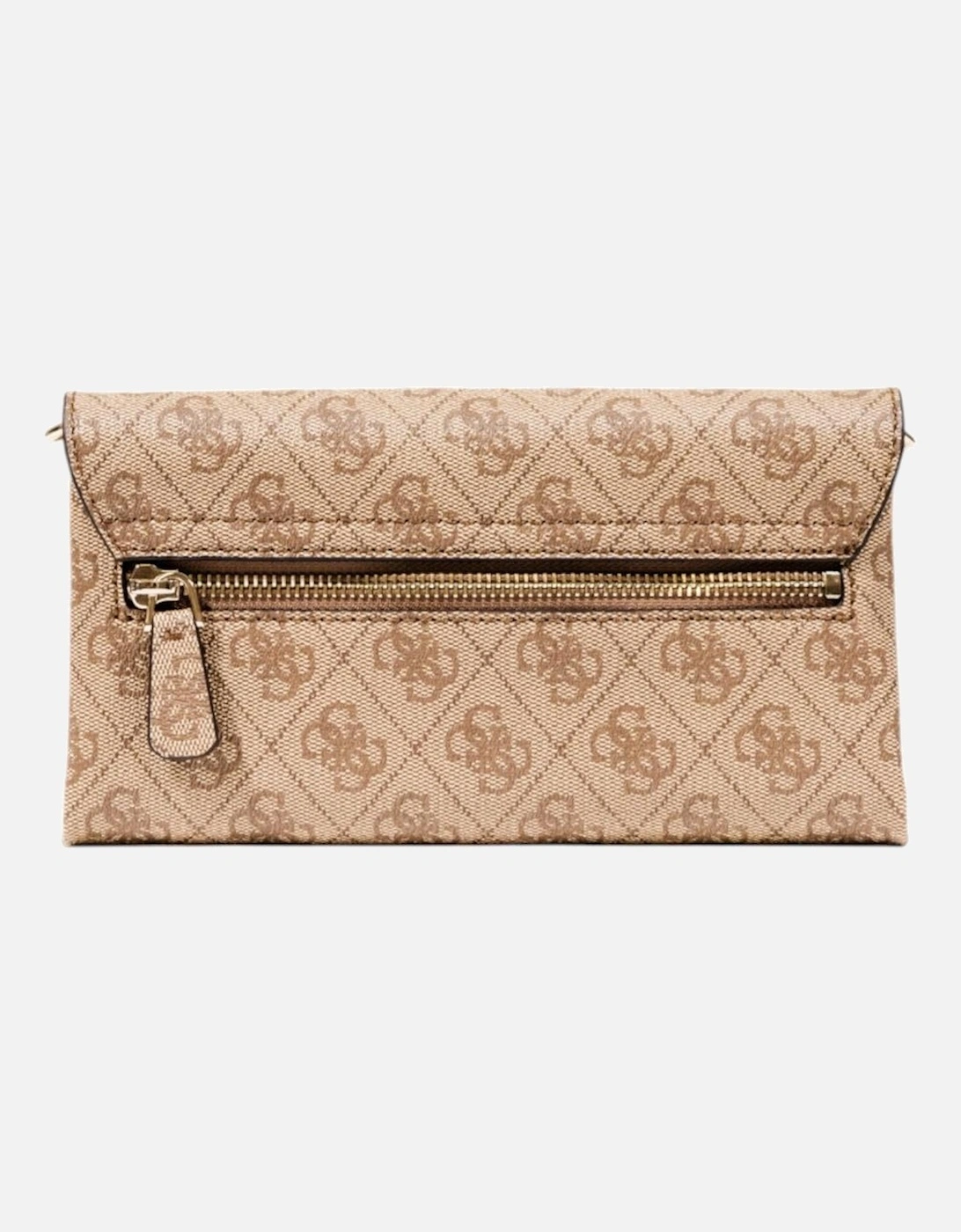 Printed Shoulder Bag with Automatic Button Fastening Women - Beige