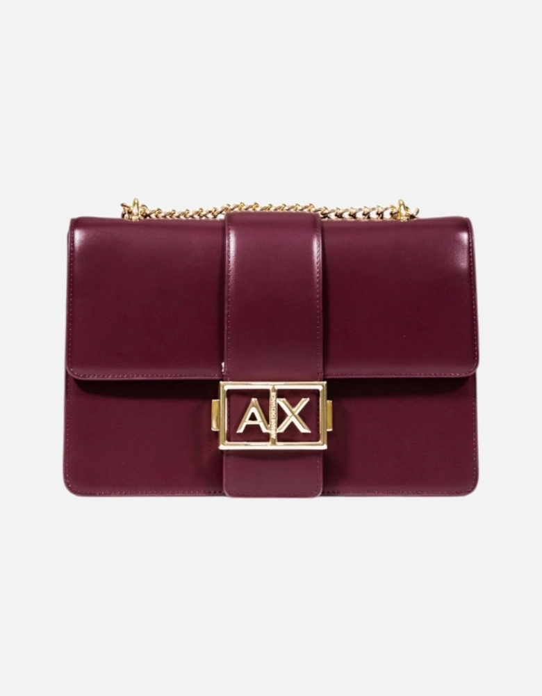 Hook Button Shoulder Bag with Inside Pockets Women - Bordeaux