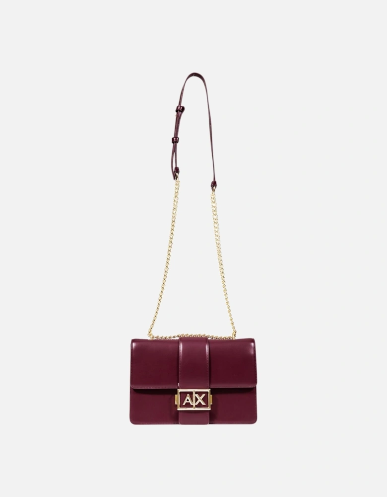 Hook Button Shoulder Bag with Inside Pockets Women - Bordeaux