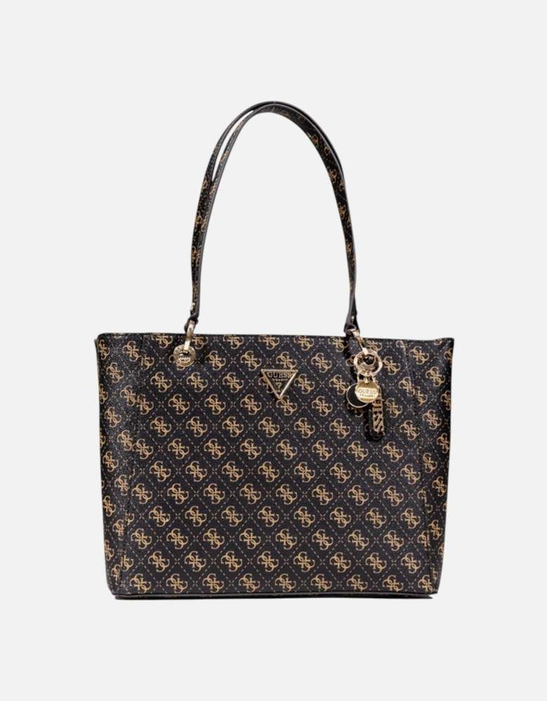 Printed Handbag with Zip and Inside Pockets Women - Brown Bags