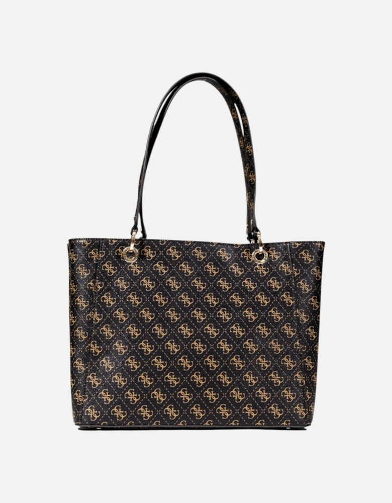 Printed Handbag with Zip and Inside Pockets Women - Brown Bags
