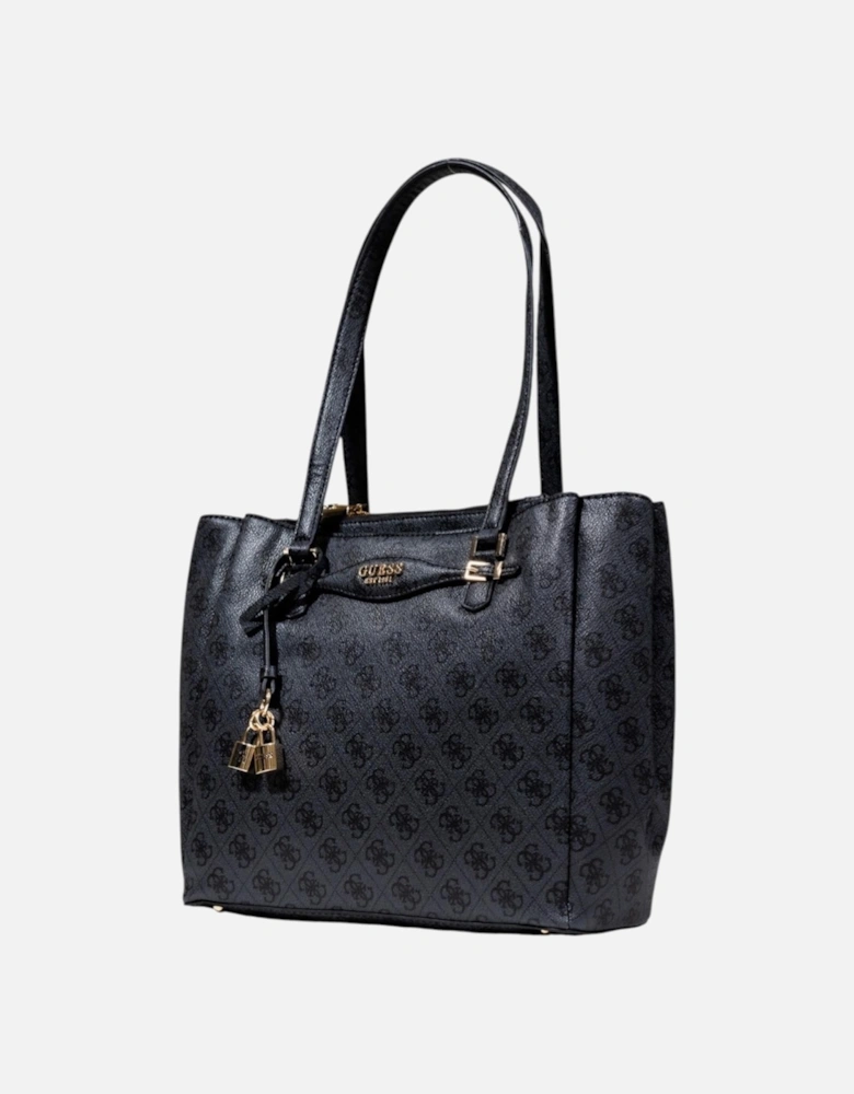 Handbag with Zip and Multiple Pockets Women - Black Bags