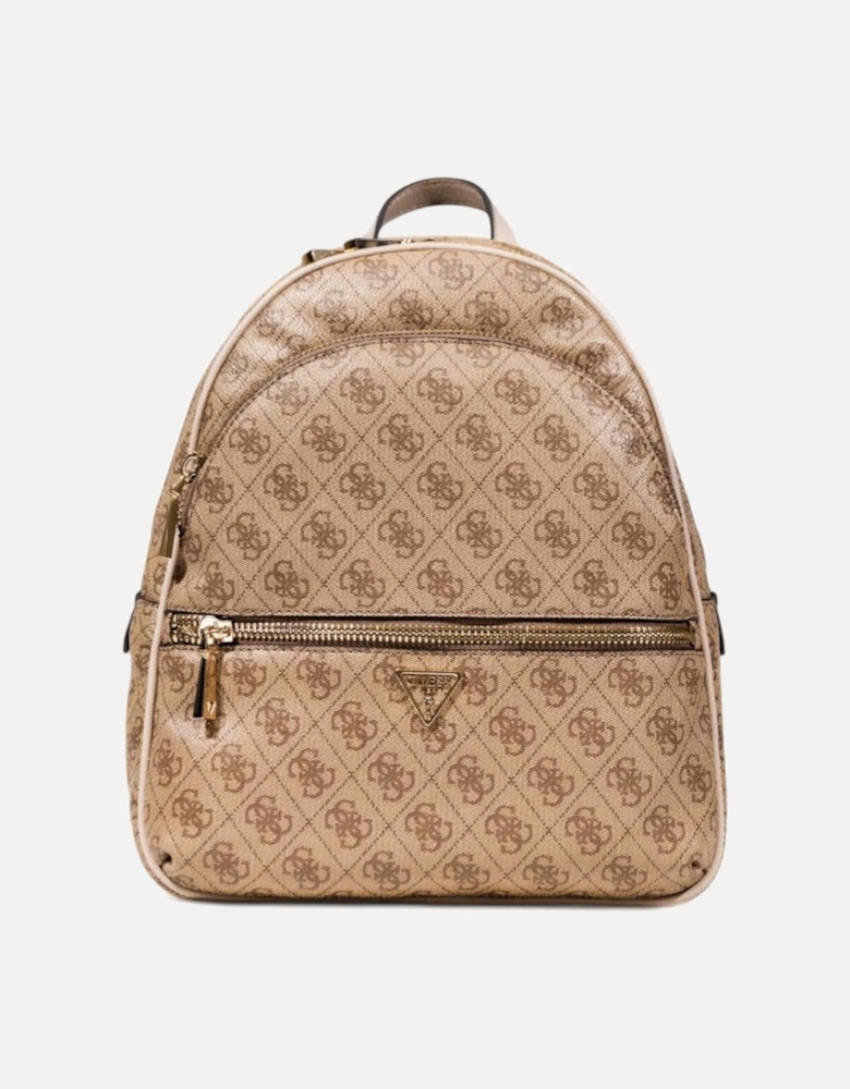 Printed Rucksack with Zip and Multiple Pockets Women - Beige Bags