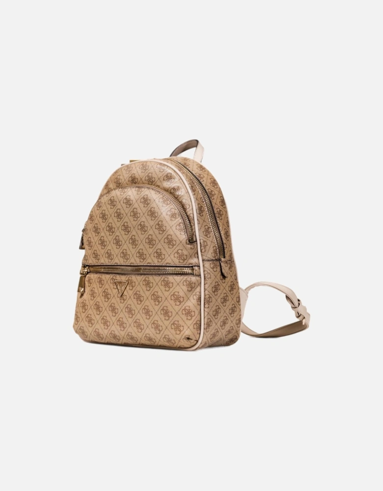 Printed Rucksack with Zip and Multiple Pockets Women - Beige Bags