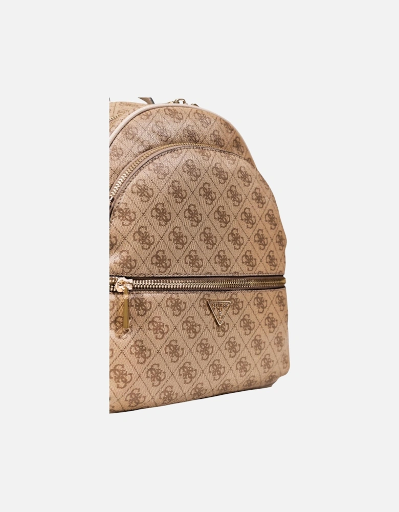 Printed Rucksack with Zip and Multiple Pockets Women - Beige Bags