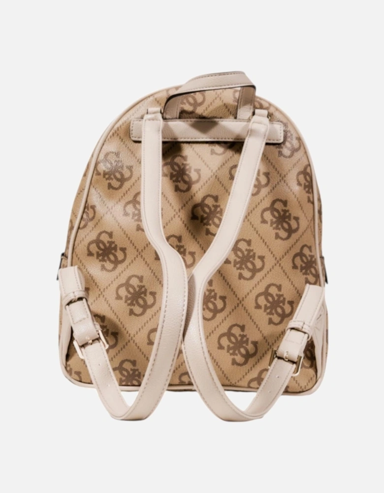 Printed Rucksack with Zip and Multiple Pockets Women - Beige Bags